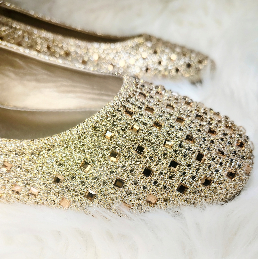 Hot Cakes Gold Jeweled Rhinestone Flats - Picture 3 of 10